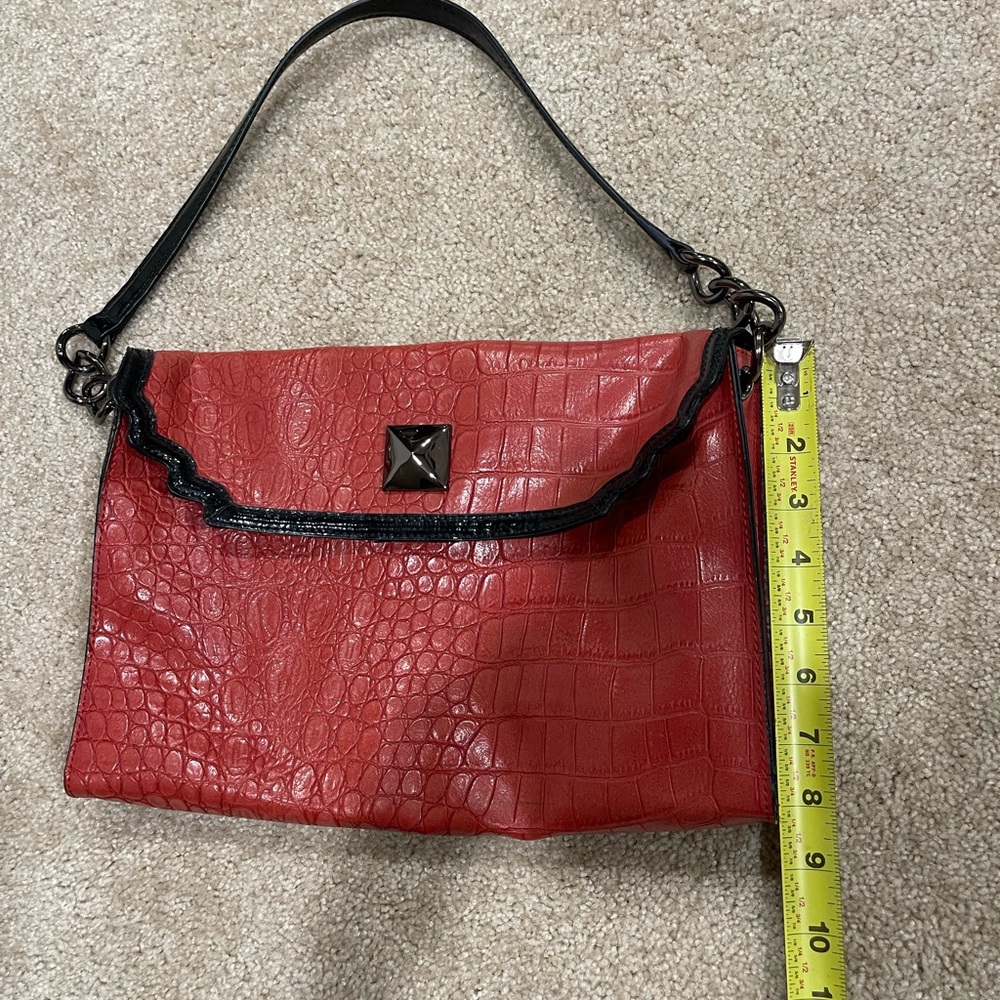 Kate Landry reptile print red leather bag. - Picture 3 of 10